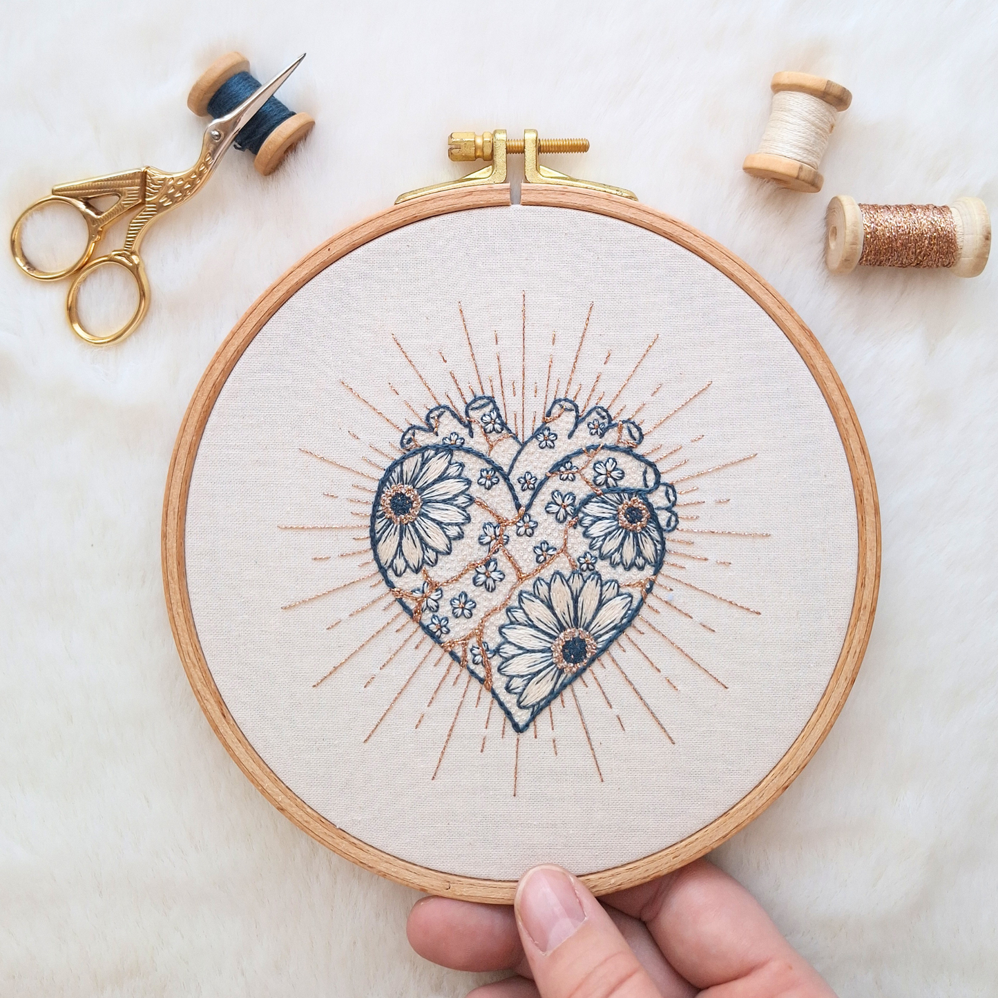 Patron de broderie - Le cœur à découvert
